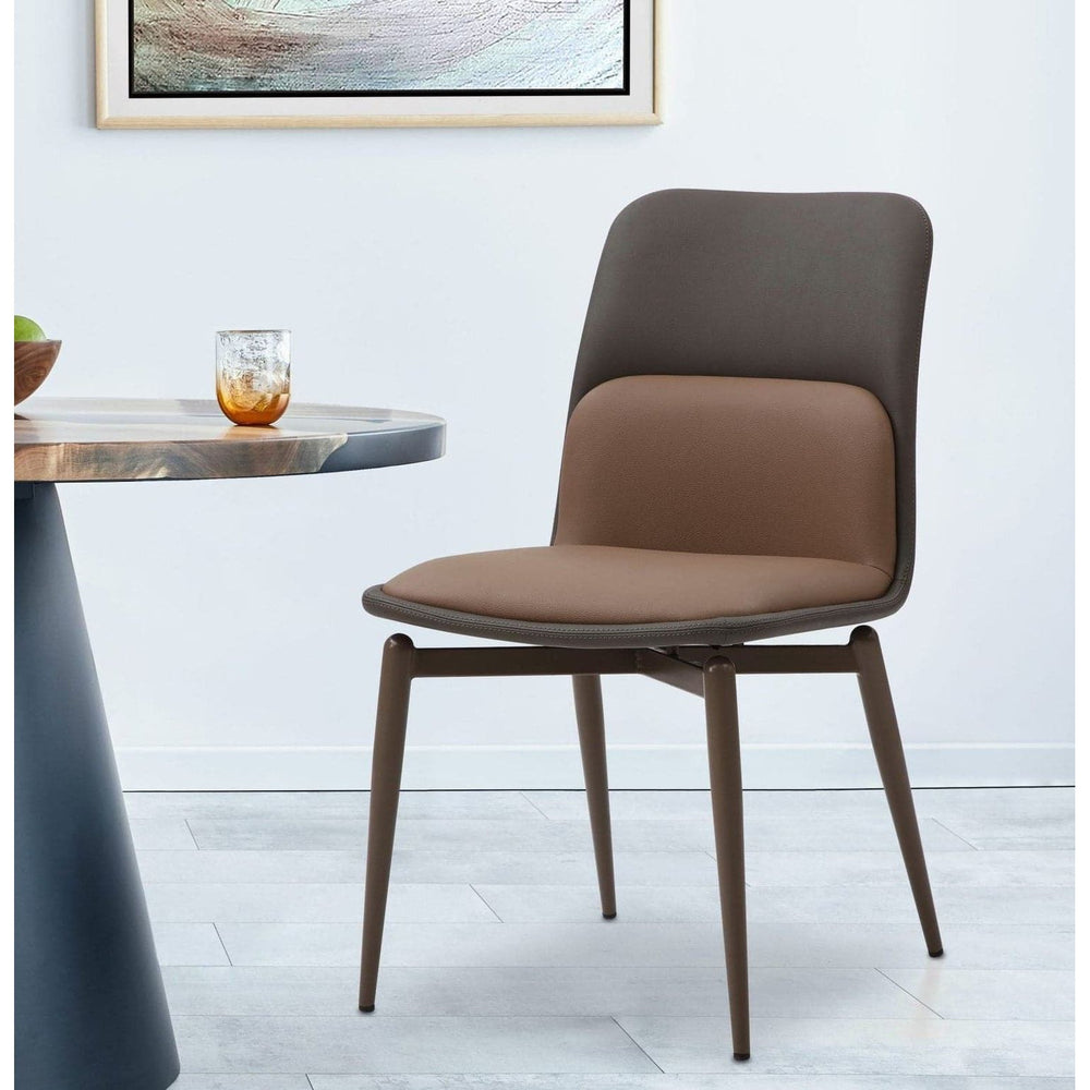 Bruno Dining Chair-Whiteline Modern Living-WHITELINE-DC1474-BRN/DGRY-Dining Chairs-2-France and Son