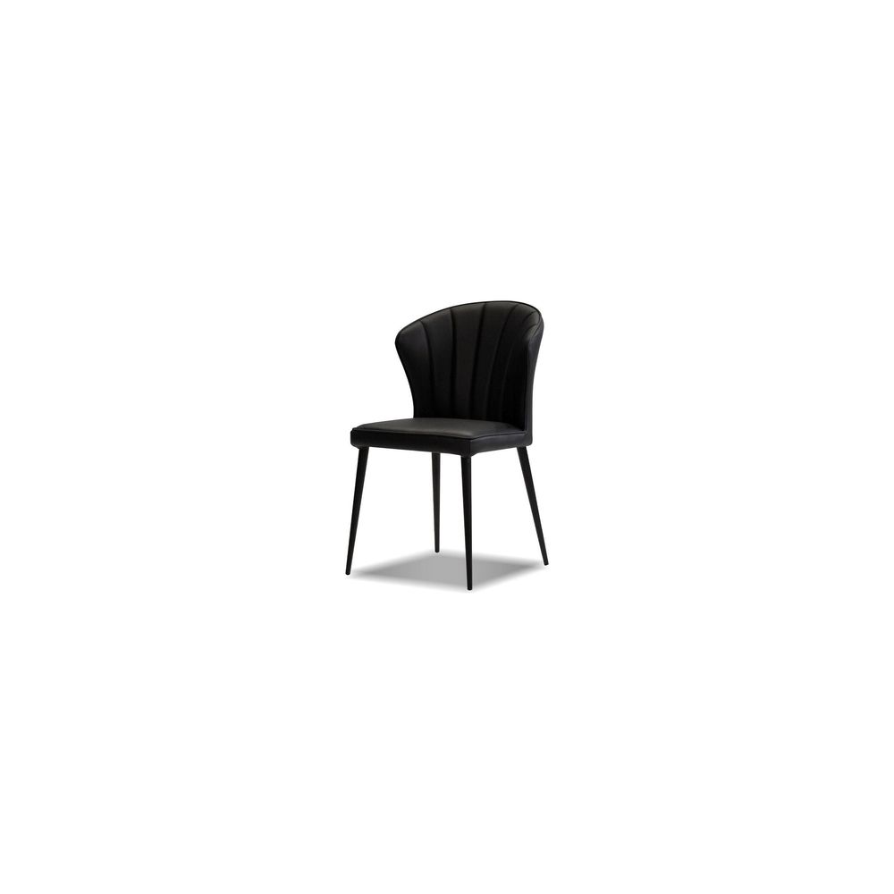 Dining Chairs Ariel Dining Chair Black Leather Black Powder Coated Steel Base
