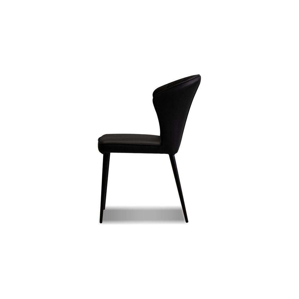 Dining Chairs Ariel Dining Chair Black Leather Black Powder Coated Steel Base