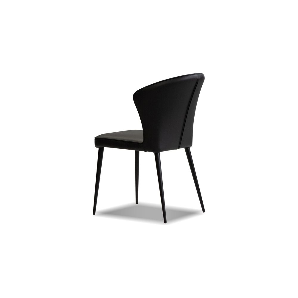 Dining Chairs Ariel Dining Chair Black Leather Black Powder Coated Steel Base