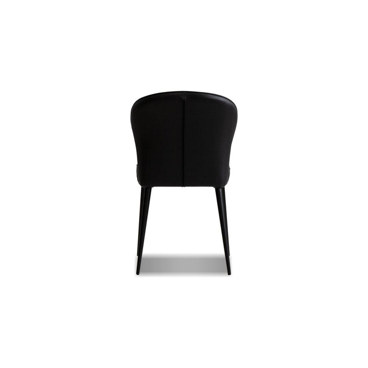 Dining Chairs Ariel Dining Chair Black Leather Black Powder Coated Steel Base