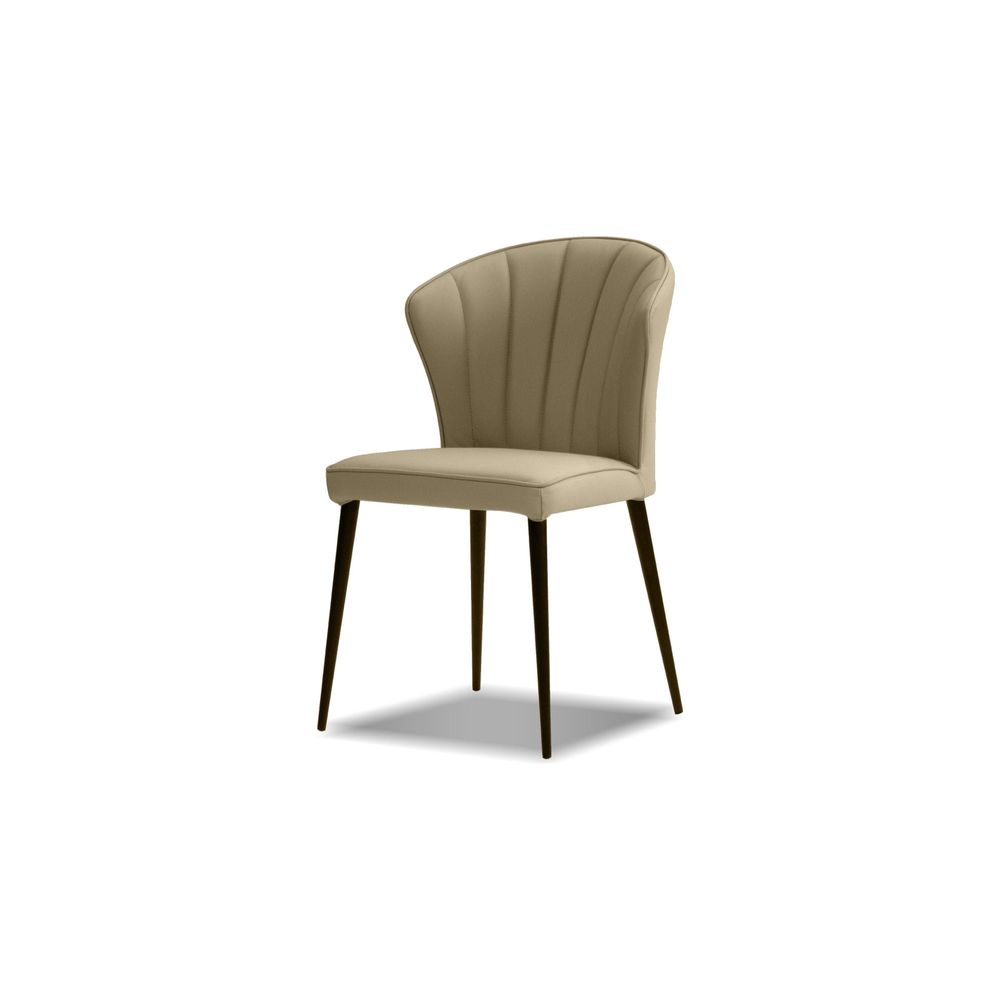 Dining Chairs Ariel Dining Chair Wheat Leather Black Powder Coated Steel Base