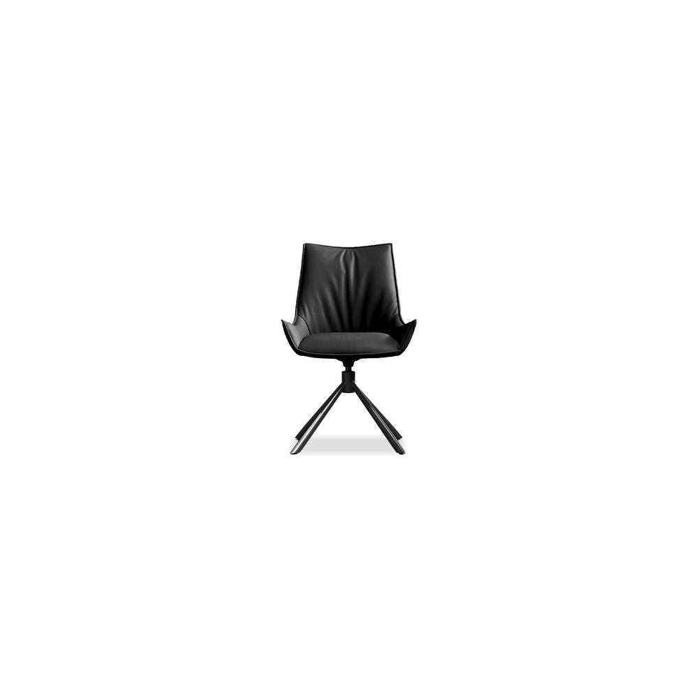 Dining Chairs Giulia Swivel Dining Chair Ink Black Leather Black Powder Coated Steel Base , 2/2 Box