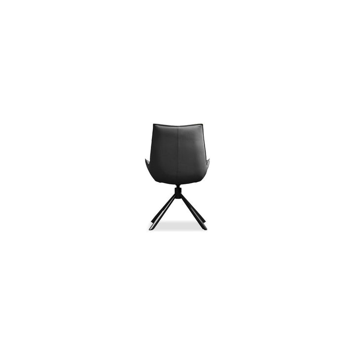 Giulia Swivel Dining Chair Ink Black Leather Black Powder Coated Steel Base , 2/2 Box