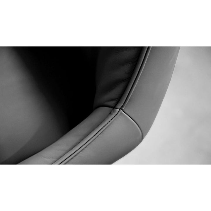 Giulia Swivel Dining Chair Ink Black Leather Black Powder Coated Steel Base , 2/2 Box