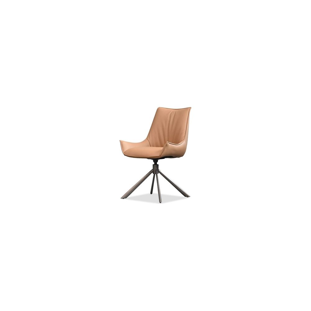 Dining Chairs Giulia Swivel Dining Chair Golden Rum Leather Antique Bronze Powder Coated Steel Base , 2/2 Box