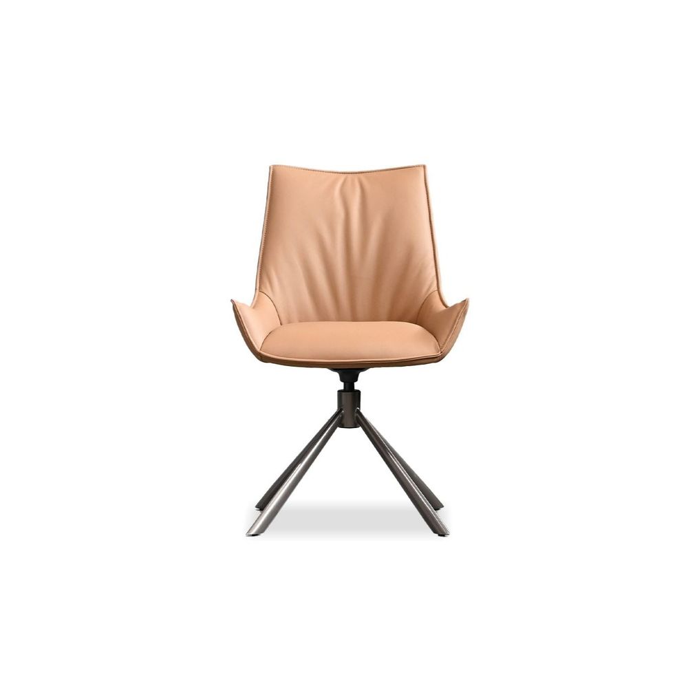 Dining Chairs Giulia Swivel Dining Chair Golden Rum Leather Antique Bronze Powder Coated Steel Base , 2/2 Box