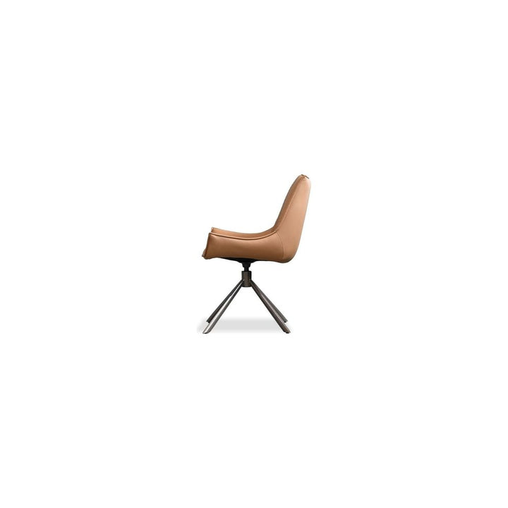 Dining Chairs Giulia Swivel Dining Chair Golden Rum Leather Antique Bronze Powder Coated Steel Base , 2/2 Box
