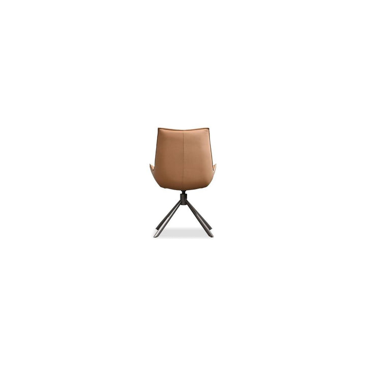 Giulia Swivel Dining Chair Golden Rum Leather Antique Bronze Powder Coated Steel Base , 2/2 Box