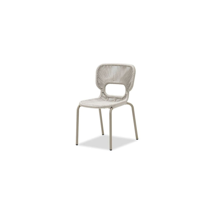 Outdoor Dining Chairs Ischia Stackable Dining Chair Ivory Rope Taupe Powder Coater, Indoor-Outdoor