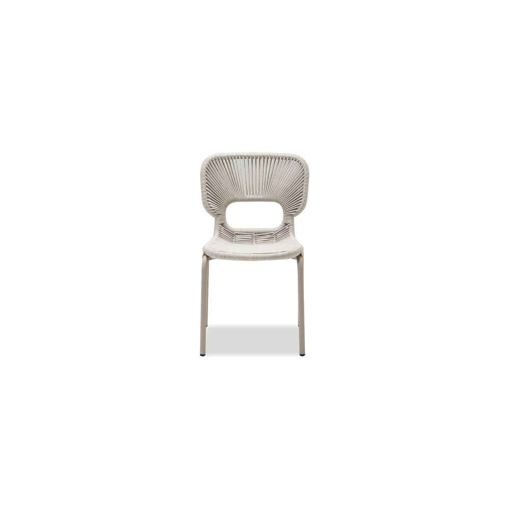 Outdoor Dining Chairs Ischia Stackable Dining Chair Ivory Rope Taupe Powder Coater, Indoor-Outdoor
