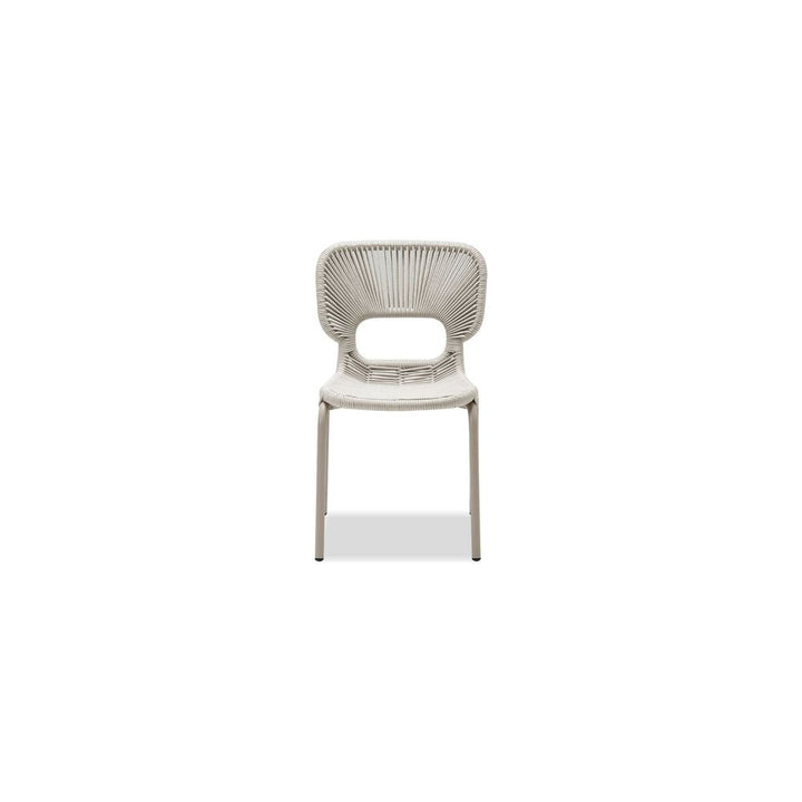 Outdoor Dining Chairs Ischia Stackable Dining Chair Ivory Rope Taupe Powder Coater, Indoor-Outdoor