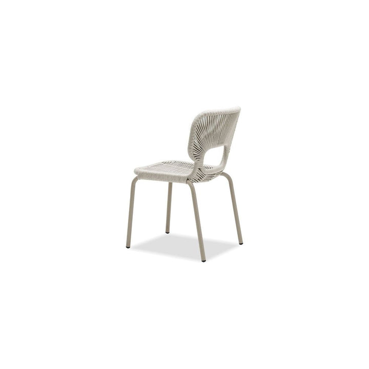 Outdoor Dining Chairs Ischia Stackable Dining Chair Ivory Rope Taupe Powder Coater, Indoor-Outdoor