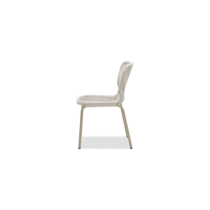 Ischia Stackable Dining Chair Ivory Rope Taupe Powder Coater, Indoor-Outdoor