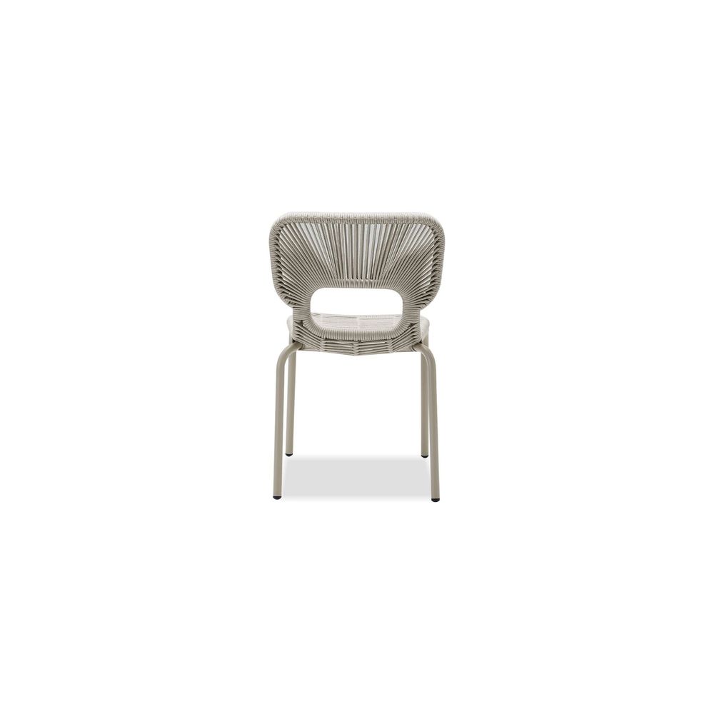 Ischia Stackable Dining Chair Ivory Rope Taupe Powder Coater, Indoor-Outdoor