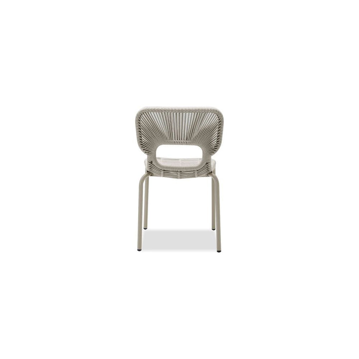 Ischia Stackable Dining Chair Ivory Rope Taupe Powder Coater, Indoor-Outdoor