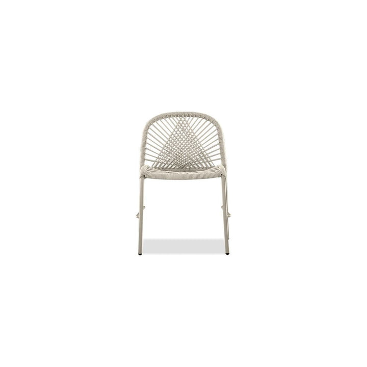 Outdoor Dining Chairs Kamari Stackable Dining Chair Ivory Rope Taupe Powder Coater, Indoor-Outdoor 4/Box