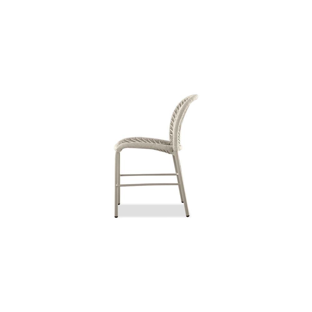 Outdoor Dining Chairs Kamari Stackable Dining Chair Ivory Rope Taupe Powder Coater, Indoor-Outdoor 4/Box