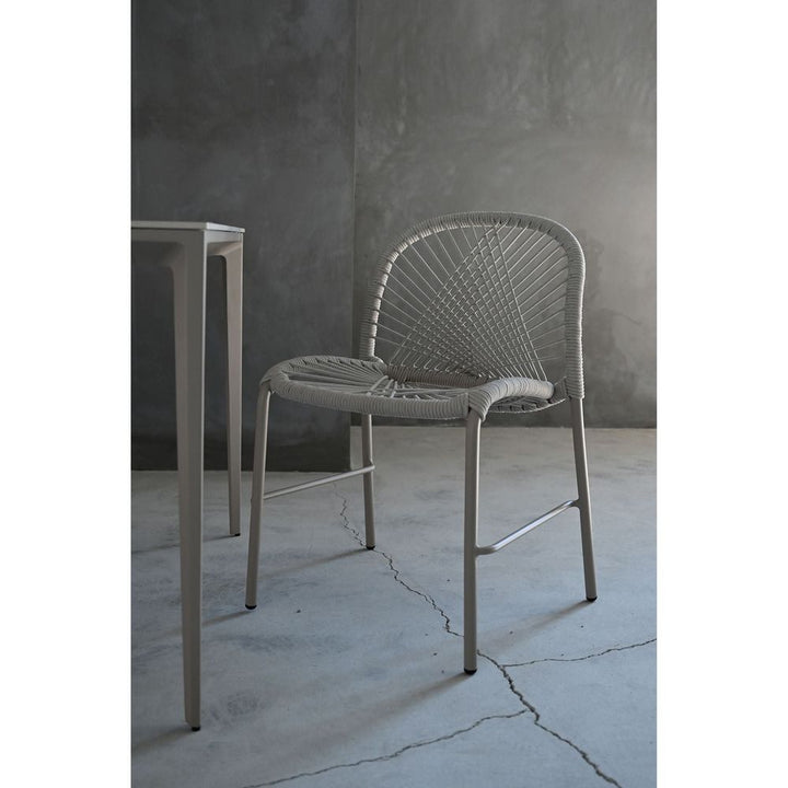 Kamari Stackable Dining Chair Ivory Rope Taupe Powder Coater, Indoor-Outdoor 4/Box