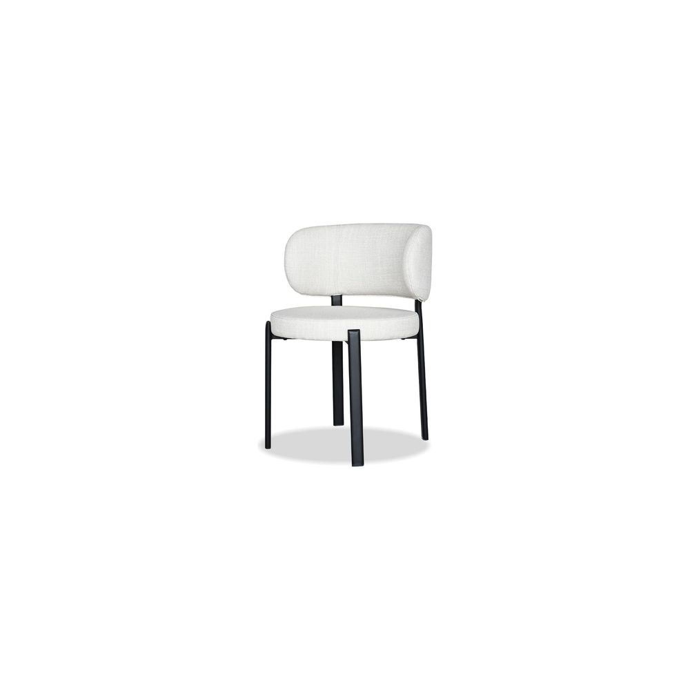 Dining Chairs Lily Dining Chair Alabaster Hopsack Fabric Black Powder Coated Steel Base