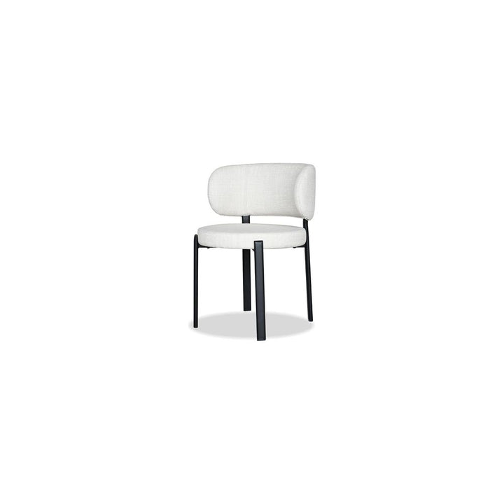 Dining Chairs Lily Dining Chair Alabaster Hopsack Fabric Black Powder Coated Steel Base