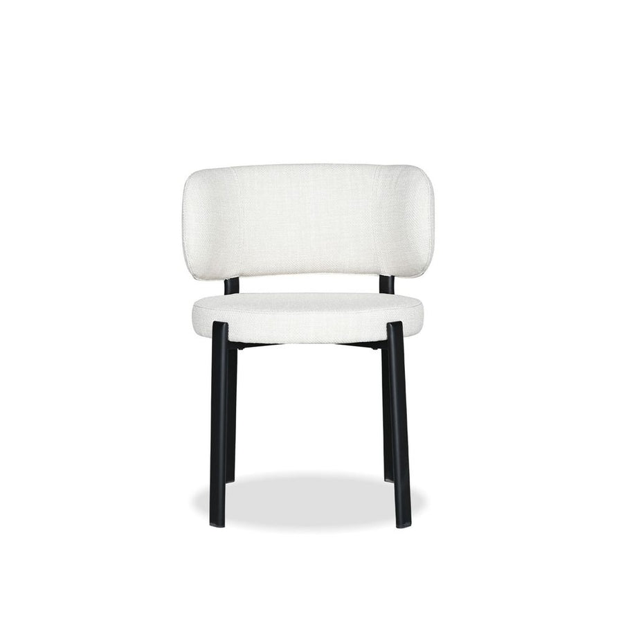 Dining Chairs Lily Dining Chair Alabaster Hopsack Fabric Black Powder Coated Steel Base