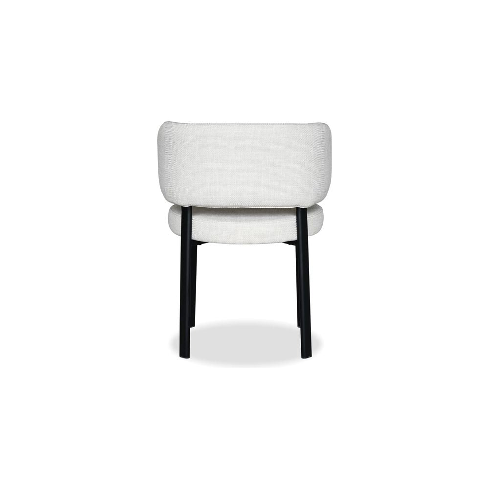 Lily Dining Chair Alabaster Hopsack Fabric Black Powder Coated Steel Base