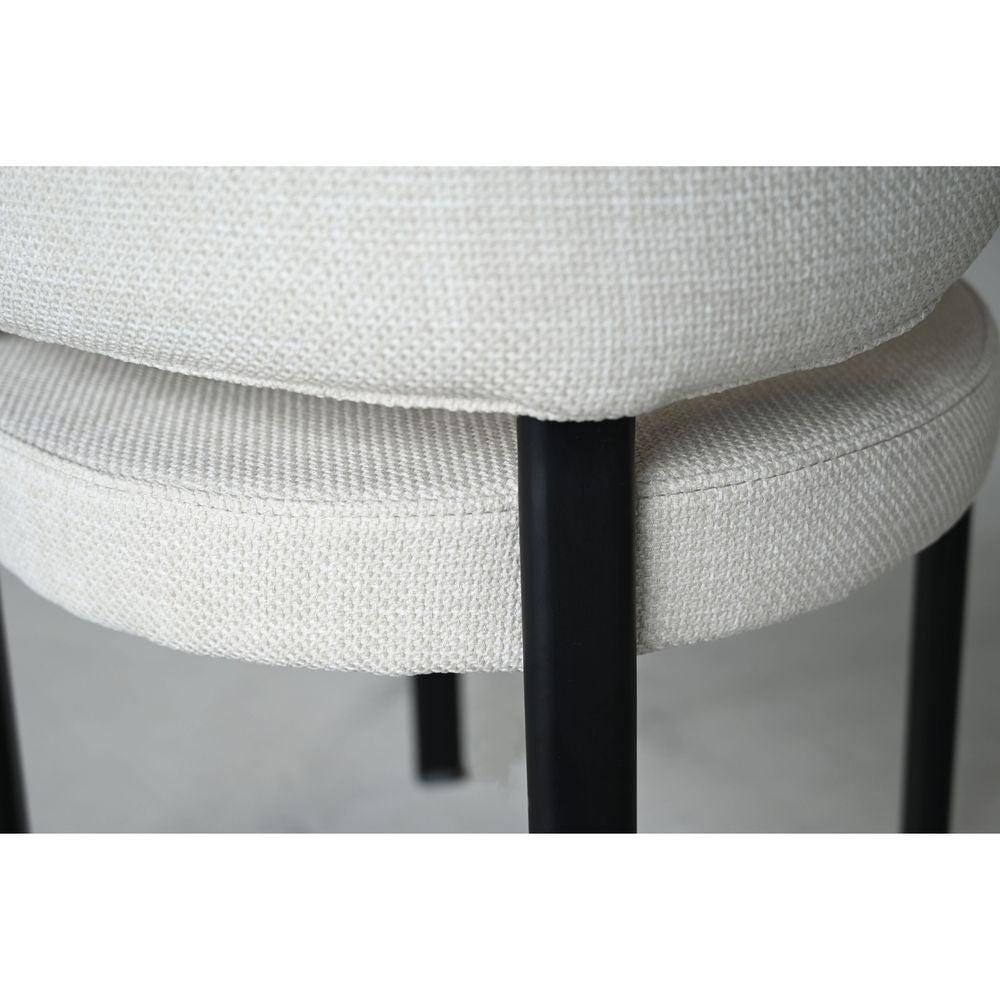 Lily Dining Chair Alabaster Hopsack Fabric Black Powder Coated Steel Base
