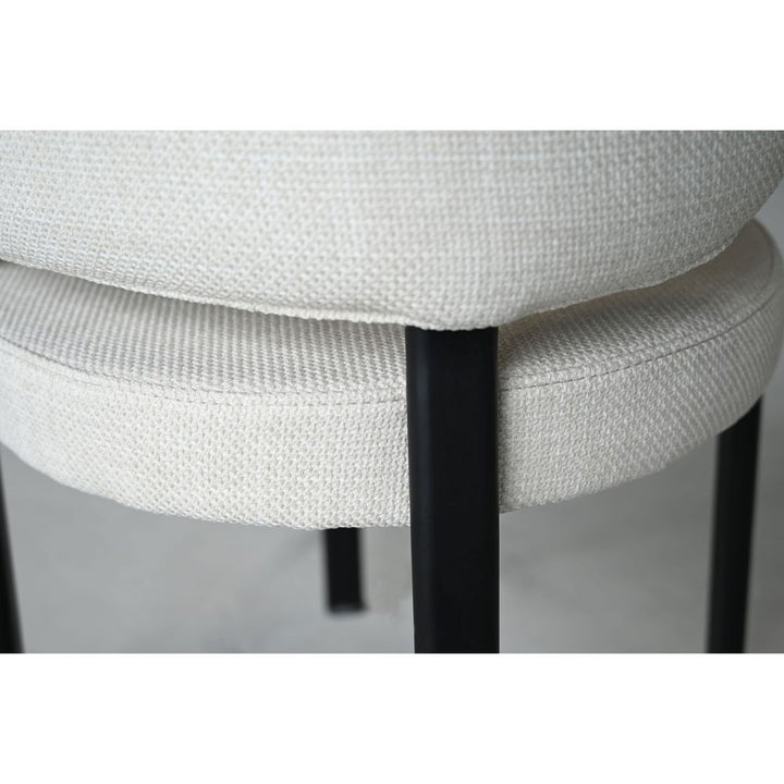 Lily Dining Chair Alabaster Hopsack Fabric Black Powder Coated Steel Base