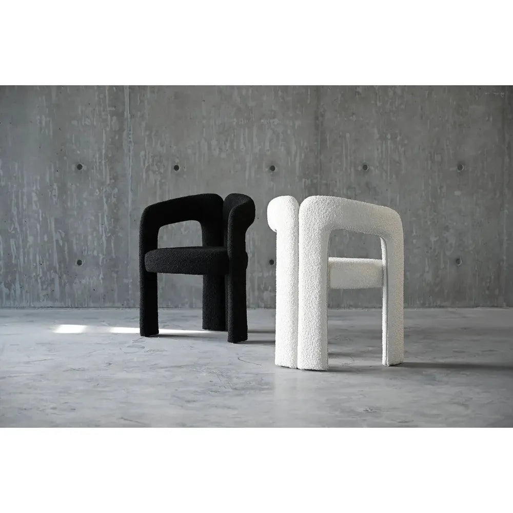 Dining Chairs Melrose Armchair Cream Boucle Fabric , 1/Box