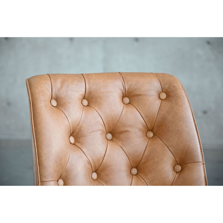 Roulette Dining Chair Saddle Brown Vintage Leather