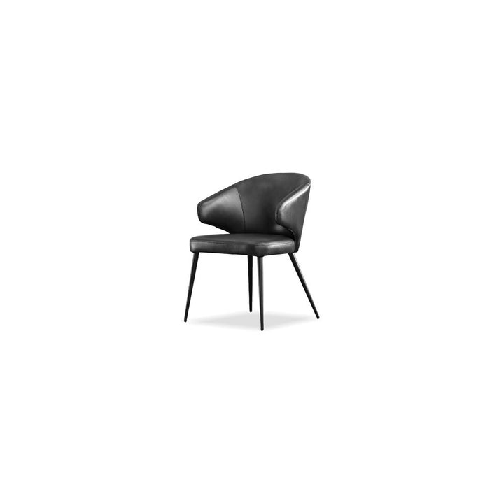 Dining Chairs Stretto Dining Chair Pitch Black Buttery Leather Black Powder Coated Steel Base, 1/Box