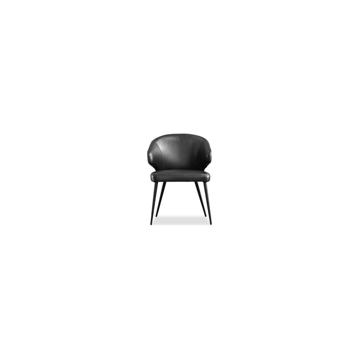 Dining Chairs Stretto Dining Chair Pitch Black Buttery Leather Black Powder Coated Steel Base, 1/Box