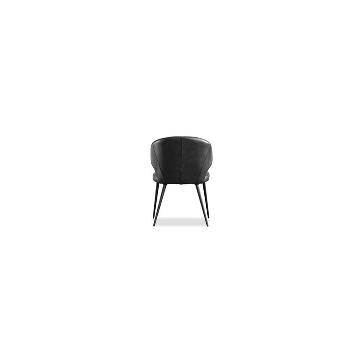 Stretto Dining Chair Pitch Black Buttery Leather Black Powder Coated Steel Base, 1/Box