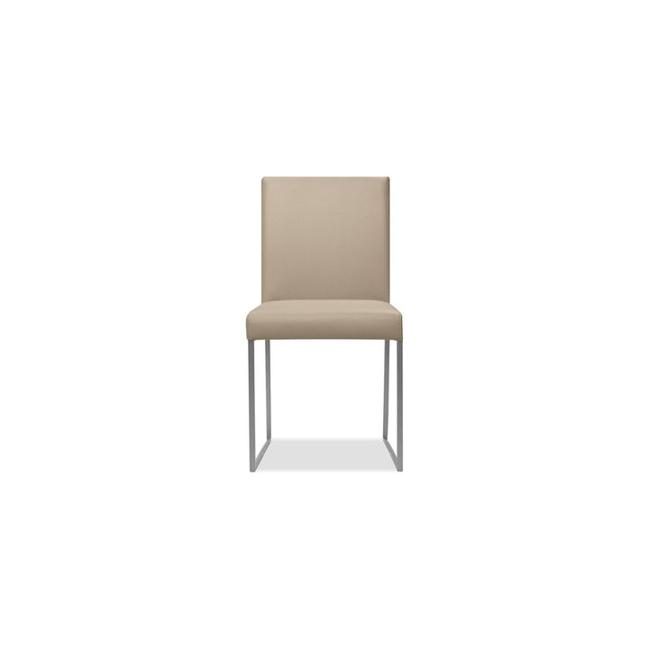 Dining Chairs Tate Dining Chair Wheat Leather Brushed Stainless Steel Base