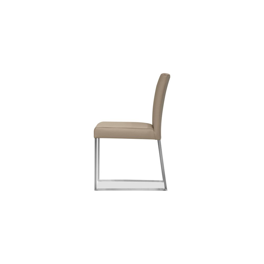 Dining Chairs Tate Dining Chair Wheat Leather Brushed Stainless Steel Base