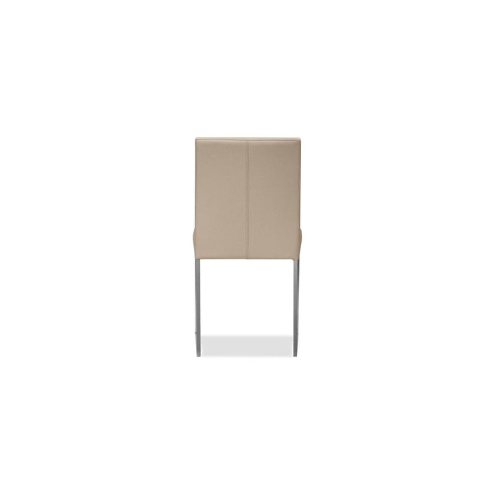 Tate Dining Chair Wheat Leather Brushed Stainless Steel Base