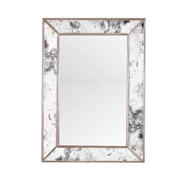 Wall Mirrors Dion - Rectangular Antiqued Mirror With Silver Leafed Edging