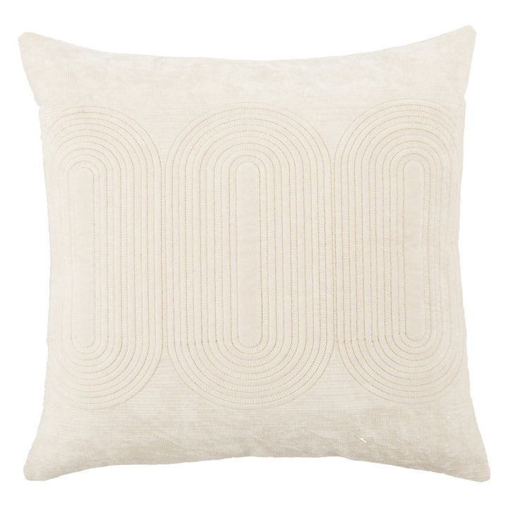 Nikki Chu by Jaipur Living Joyce Geometric Ivory/ Gold Poly Fill Pillow (22" Square)