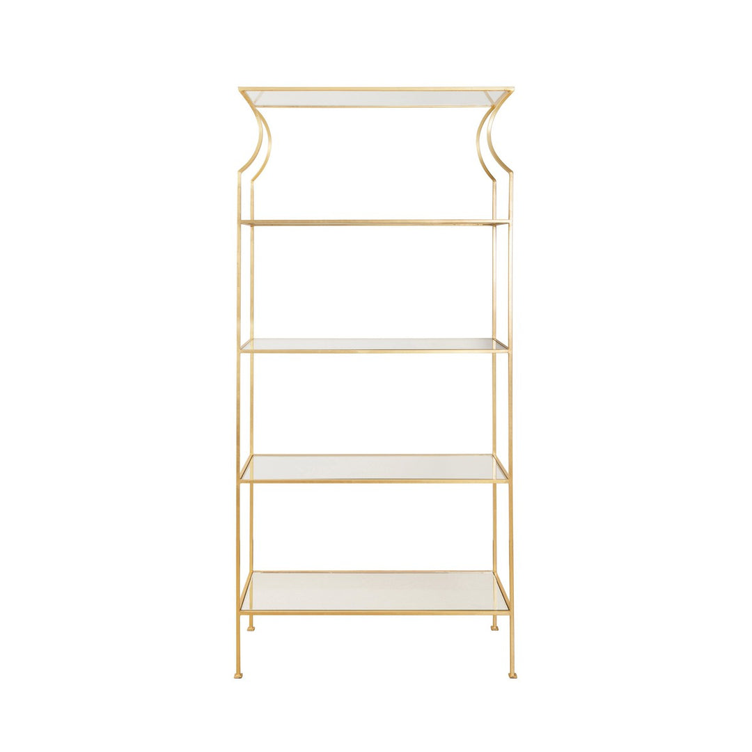 Dorothy - Flared Top Etagere With Clear Glass Shelves In Gold Leaf