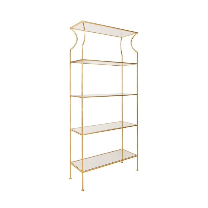 Dorothy - Flared Top Etagere With Clear Glass Shelves In Gold Leaf