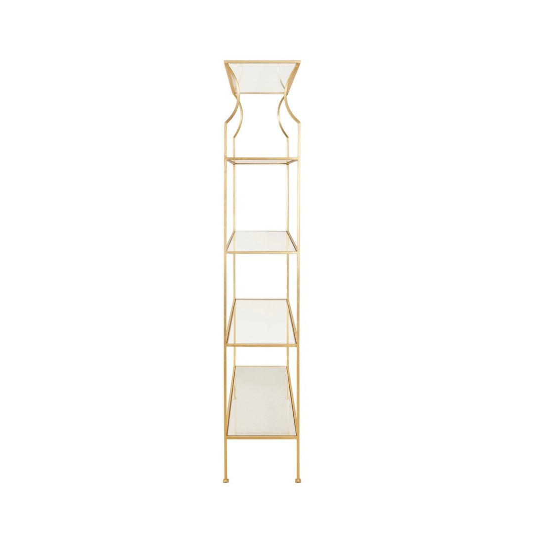 Dorothy - Flared Top Etagere With Clear Glass Shelves In Gold Leaf