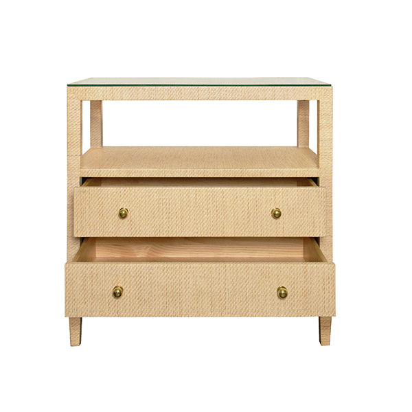 Dressers & Chests Douglas Two Drawer Side Table In Natural Grasscloth
