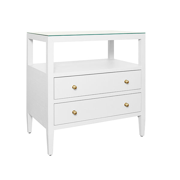 Dressers & Chests Douglas Two Drawer Side Table In Textured White Linen