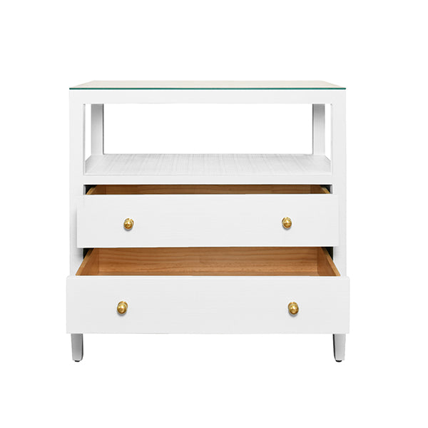 Dressers & Chests Douglas Two Drawer Side Table In Textured White Linen