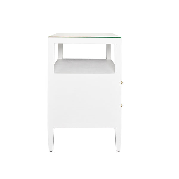 Dressers & Chests Douglas Two Drawer Side Table In Textured White Linen