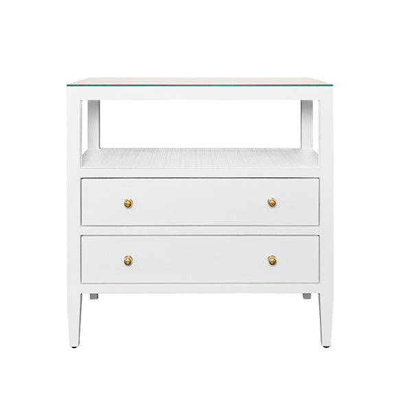 Dressers & Chests Douglas Two Drawer Side Table In Textured White Linen