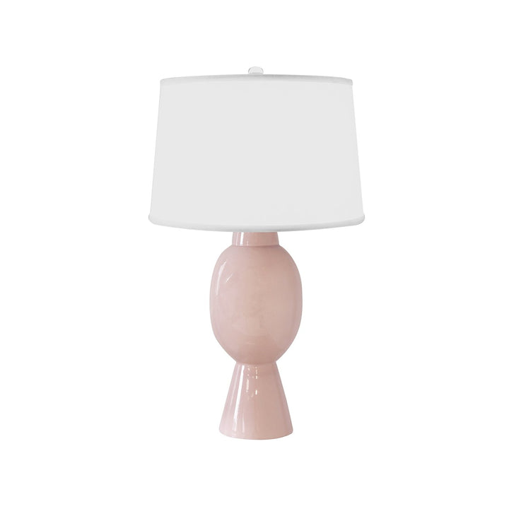 Dover - Tall Bulb Shape Ceramic Table Lamp With White Linen Shade In Blush