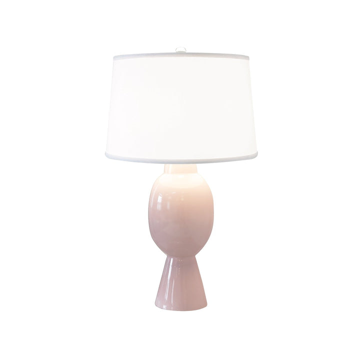 Dover - Tall Bulb Shape Ceramic Table Lamp With White Linen Shade In Blush