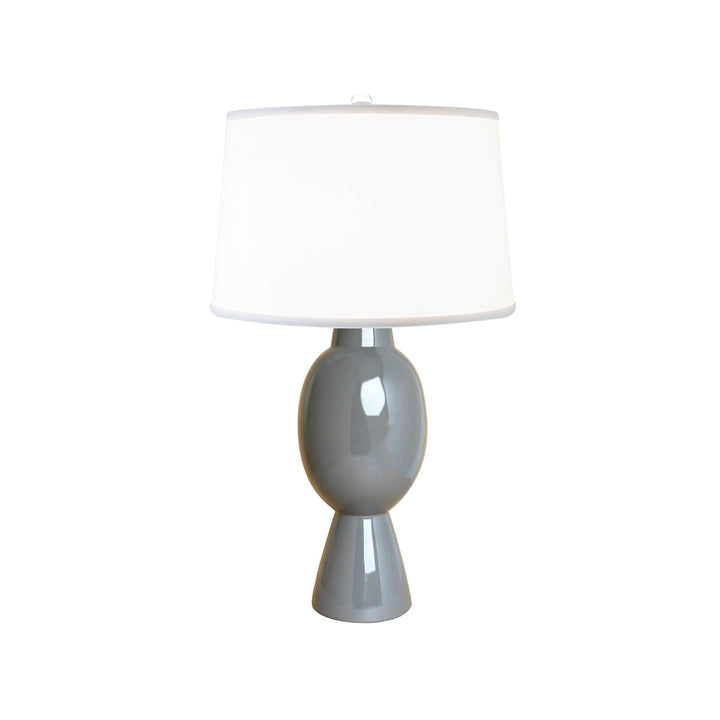 Dover - Tall Bulb Shape Ceramic Table Lamp With White Linen Shade In Charcoal